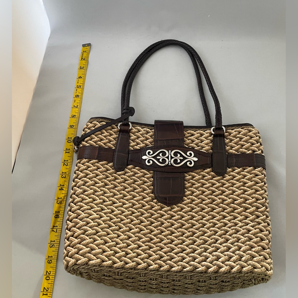 Brighton Rafia Multi-toned Purse with Brown Crocodile Trim and Silver Hardware - Picture 16 of 16